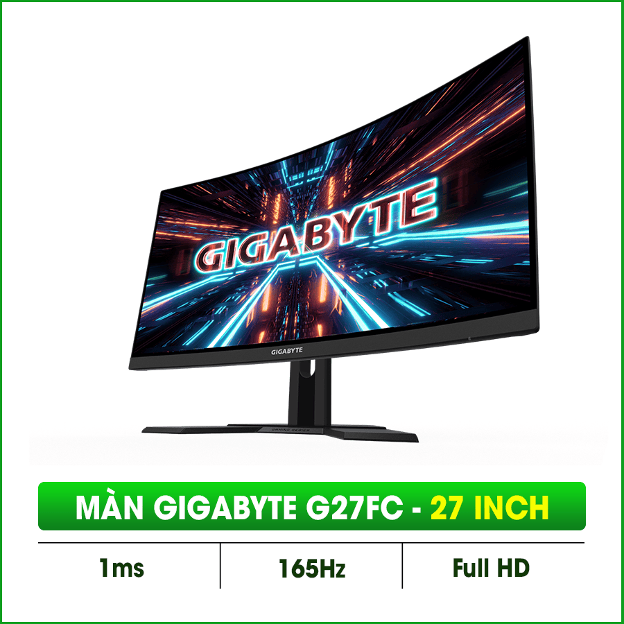 Màn hình Gigabyte G27FC-A (27 inch/FHD/VA/165Hz/1ms/250 nits/HDMI+DP/Cong)